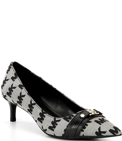 Michael Kors Mandy Flex Jacquard Logo Kitten Heel Pumps