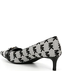 Michael Kors Mandy Flex Jacquard Logo Kitten Heel Pumps