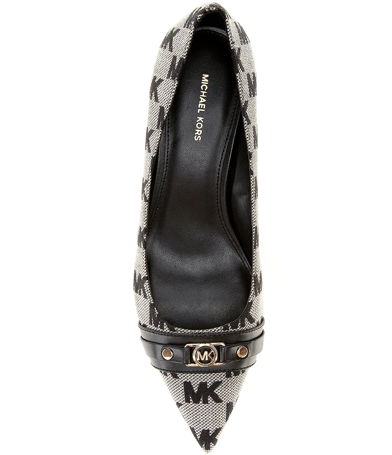 Michael Kors Mandy Flex Jacquard Logo Kitten Heel Pumps