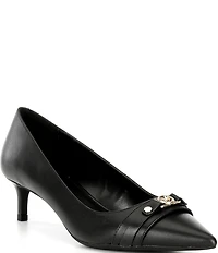 Michael Kors Mandy Flex Leather Logo Hardware Kitten Heel Pumps