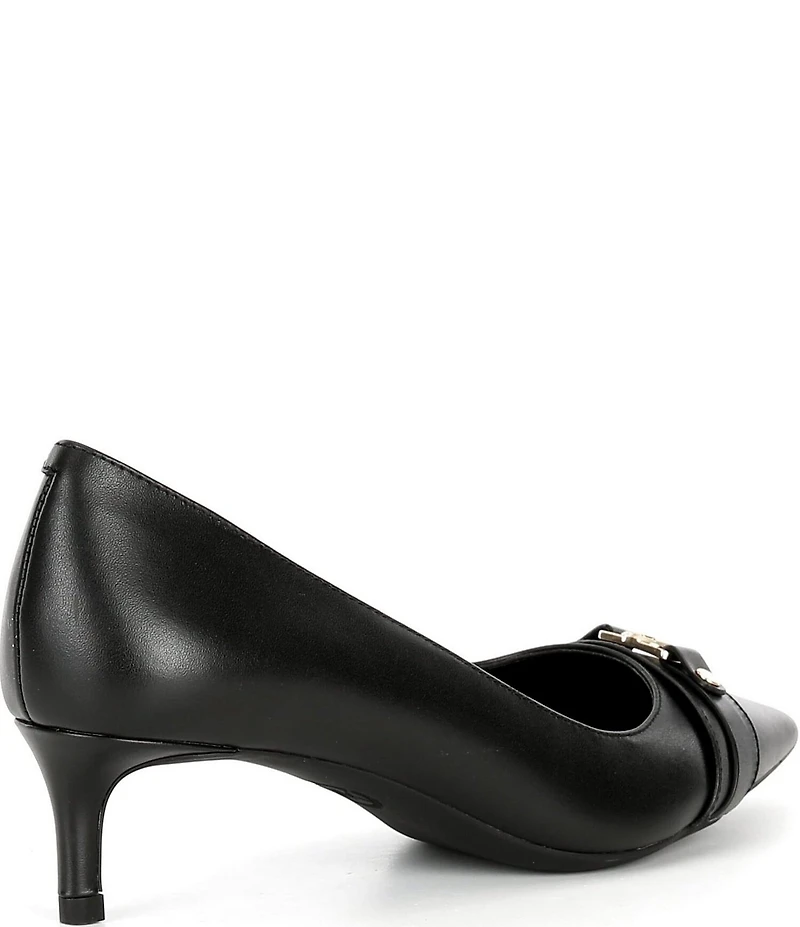 Michael Kors Mandy Flex Leather Logo Hardware Kitten Heel Pumps