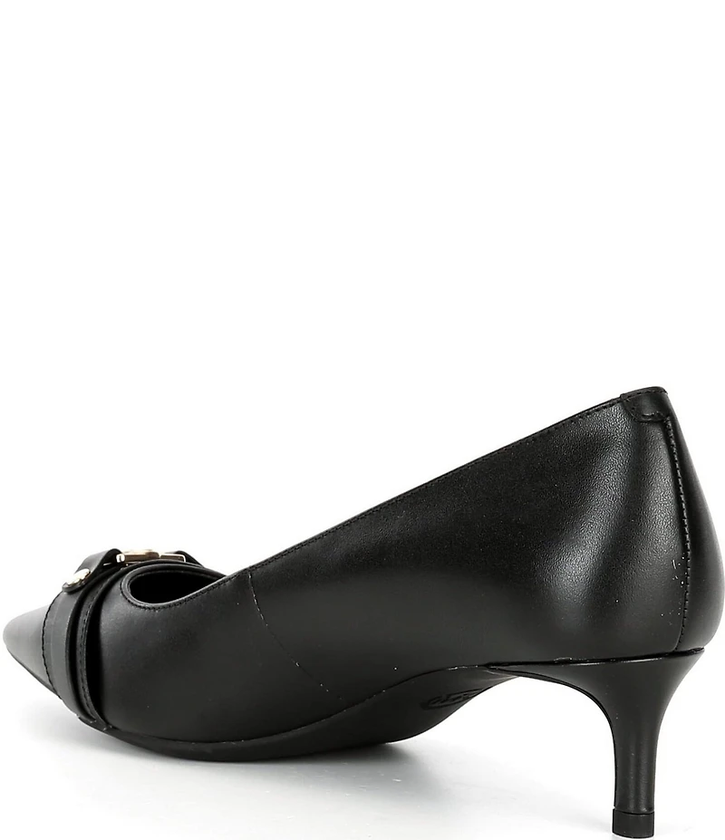 Michael Kors Mandy Flex Leather Logo Hardware Kitten Heel Pumps