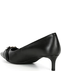 Michael Kors Mandy Flex Leather Logo Hardware Kitten Heel Pumps