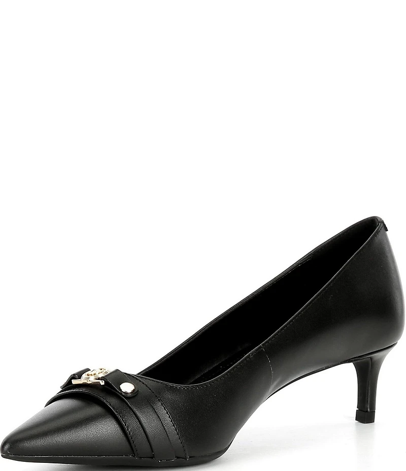 Michael Kors Mandy Flex Leather Logo Hardware Kitten Heel Pumps