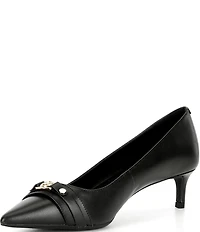 Michael Kors Mandy Flex Leather Logo Hardware Kitten Heel Pumps