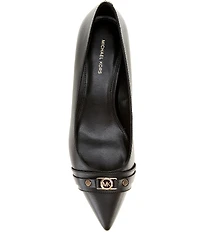 Michael Kors Mandy Flex Leather Logo Hardware Kitten Heel Pumps