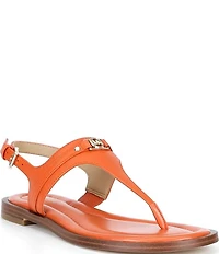Michael Kors Mandy Leather Logo Hardware T-Strap Slingback Sandals