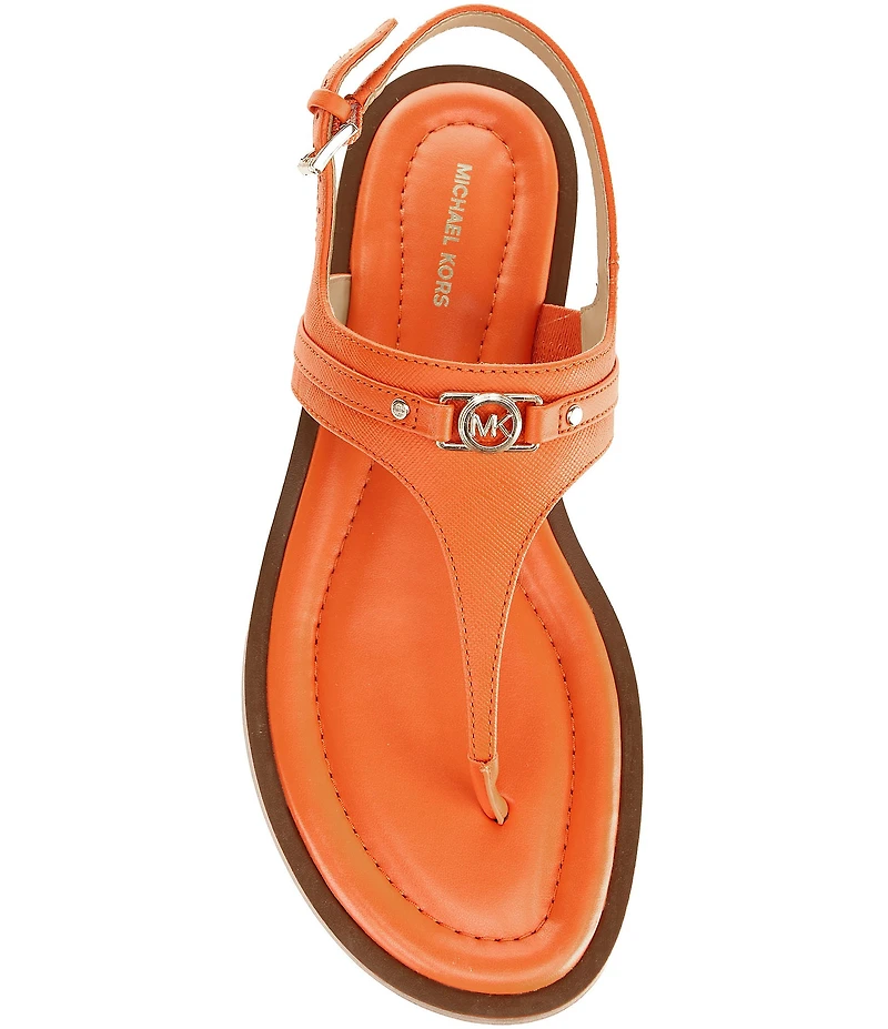 Michael Kors Mandy Leather Logo Hardware T-Strap Slingback Sandals
