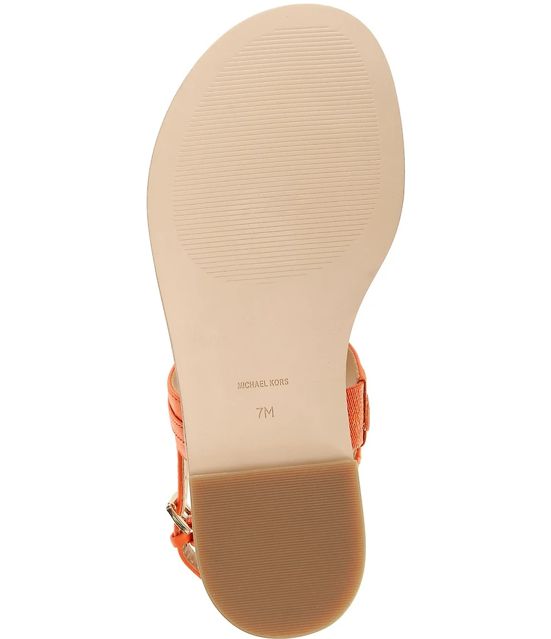 Michael Kors Mandy Leather Logo Hardware T-Strap Slingback Sandals