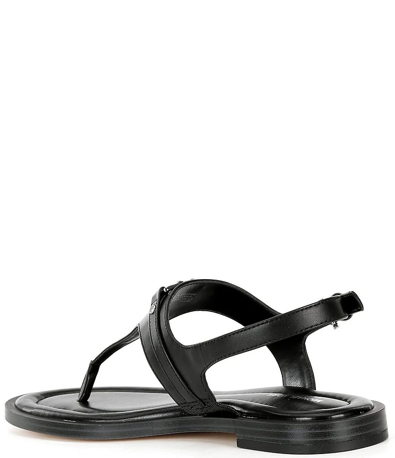 Michael Kors Mandy Leather Logo Hardware T-Strap Slingback Sandals