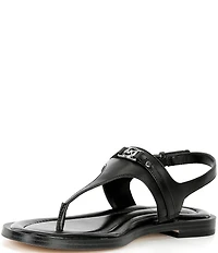 Michael Kors Mandy Leather Logo Hardware T-Strap Slingback Sandals