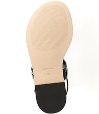 Michael Kors Mandy Leather Logo Hardware T-Strap Slingback Sandals