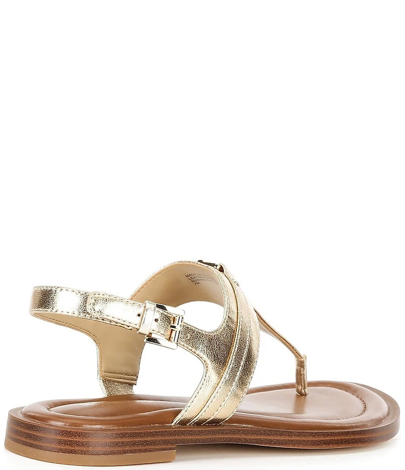 Michael Kors Mandy Leather Logo Hardware T-Strap Slingback Sandals