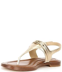 Michael Kors Mandy Leather Logo Hardware T-Strap Slingback Sandals