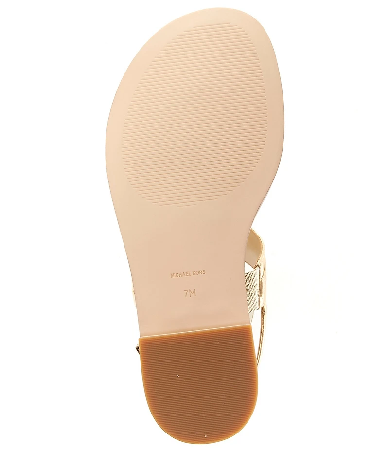 Michael Kors Mandy Leather Logo Hardware T-Strap Slingback Sandals