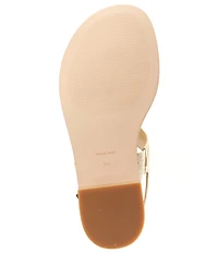 Michael Kors Mandy Leather Logo Hardware T-Strap Slingback Sandals