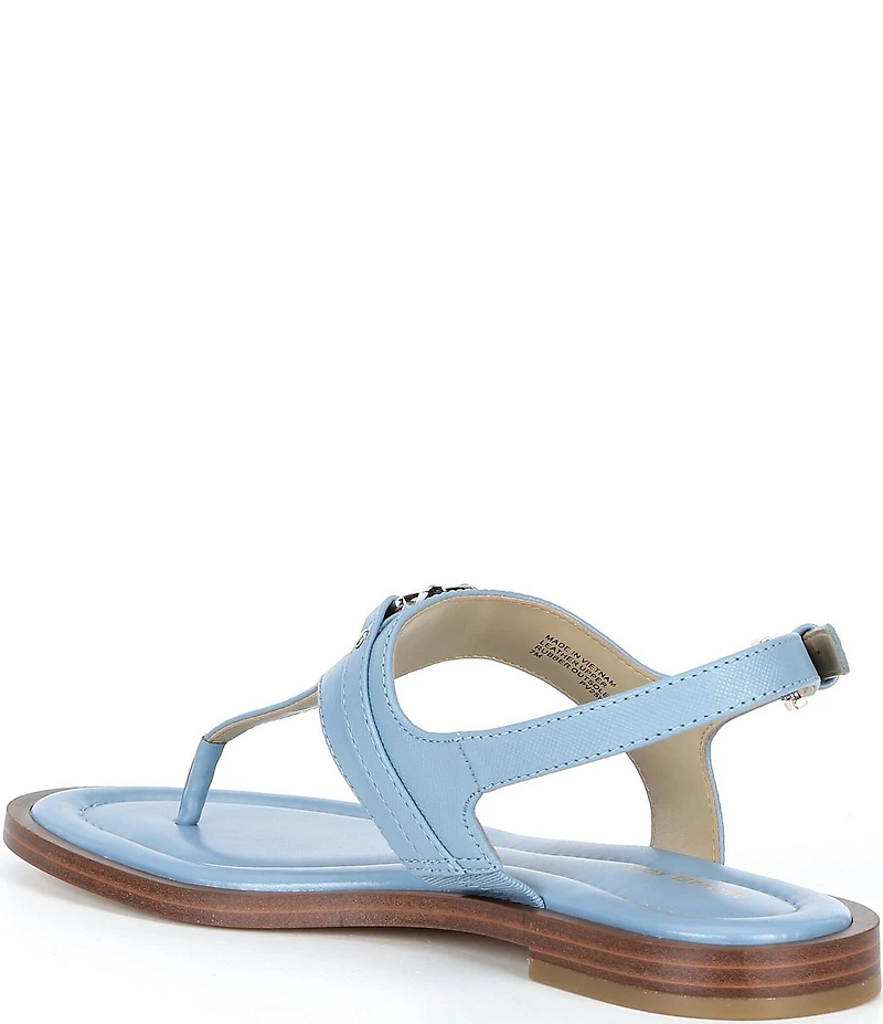 Michael Kors Mandy Leather Logo Hardware T-Strap Slingback Sandals