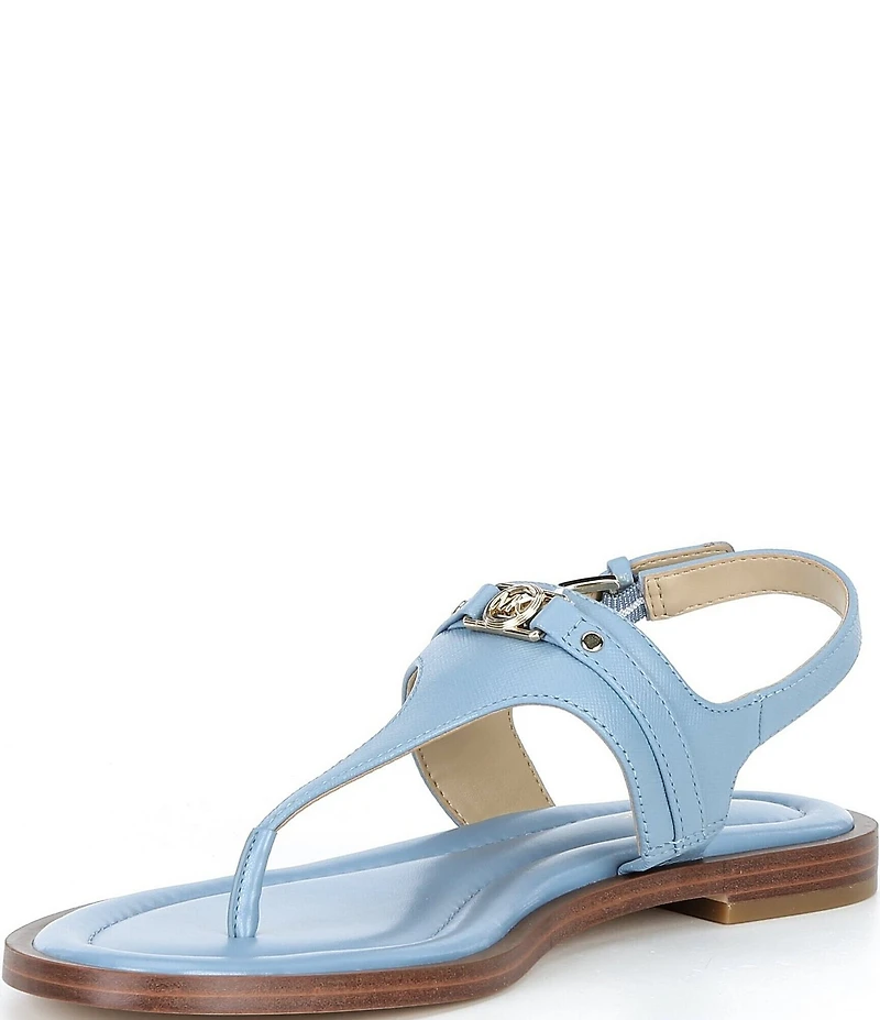 Michael Kors Mandy Leather Logo Hardware T-Strap Slingback Sandals