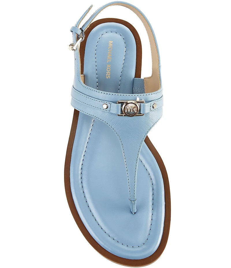 Michael Kors Mandy Leather Logo Hardware T-Strap Slingback Sandals