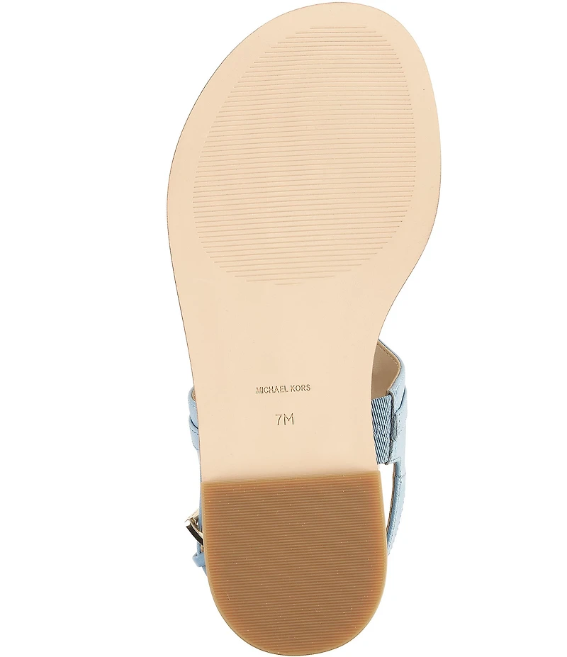 Michael Kors Mandy Leather Logo Hardware T-Strap Slingback Sandals
