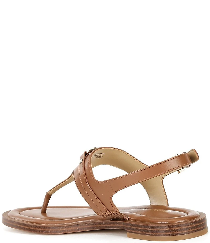 Michael Kors Mandy Leather Logo Hardware T-Strap Slingback Sandals