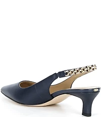 Michael Kors Marcia Leather Chain Hardware Slingback Kitten Heel Pumps