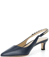 Michael Kors Marcia Leather Chain Hardware Slingback Kitten Heel Pumps