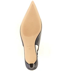 Michael Kors Marcia Leather Chain Hardware Slingback Kitten Heel Pumps