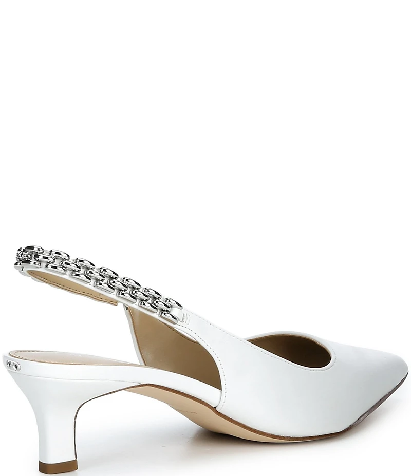 Michael Kors Marcia Leather Chain Hardware Slingback Kitten Heel Pumps