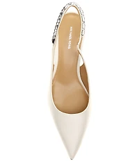 Michael Kors Marcia Leather Chain Hardware Slingback Kitten Heel Pumps