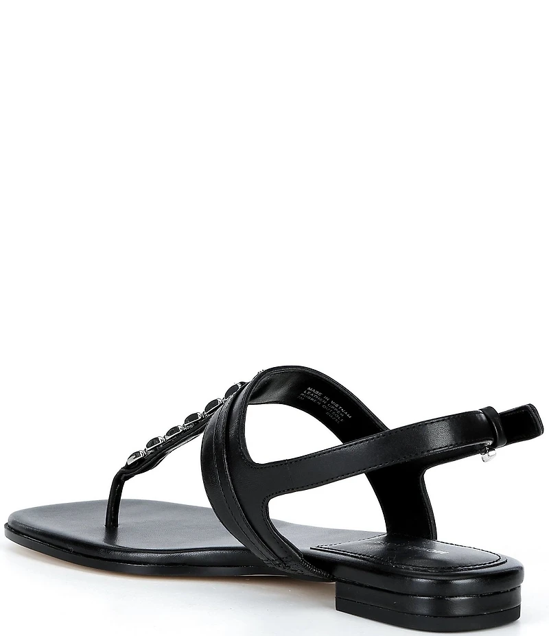 Michael Kors Marcia Leather Chain Hardware Thong Sandals