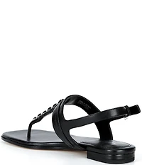 Michael Kors Marcia Leather Chain Hardware Thong Sandals