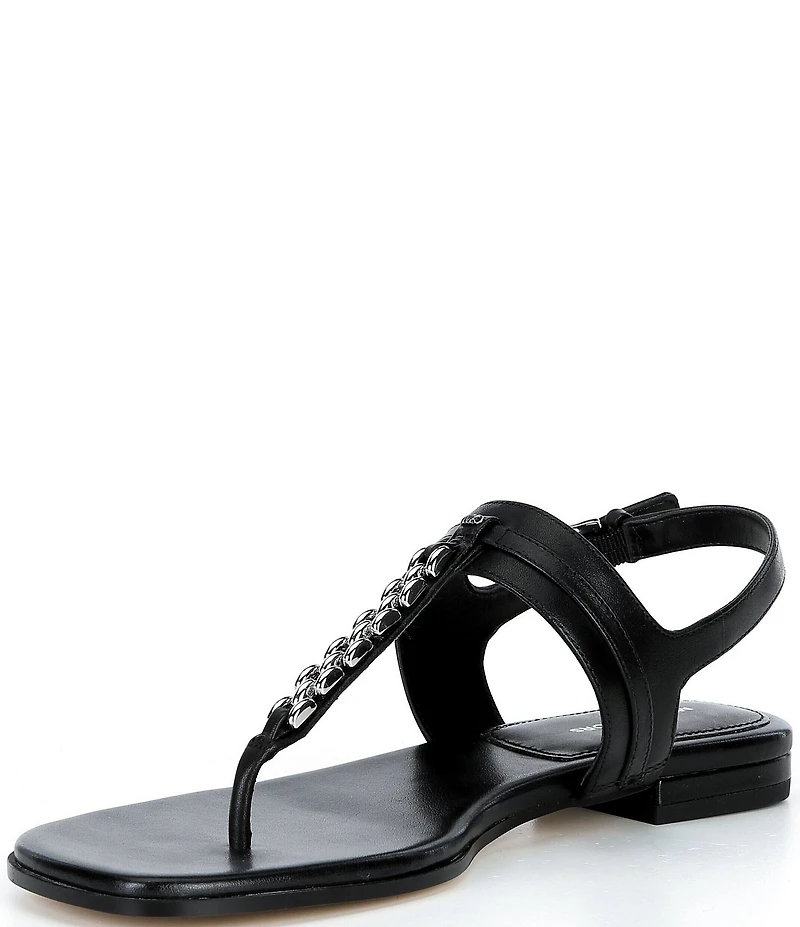Michael Kors Marcia Leather Chain Hardware Thong Sandals