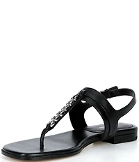 Michael Kors Marcia Leather Chain Hardware Thong Sandals