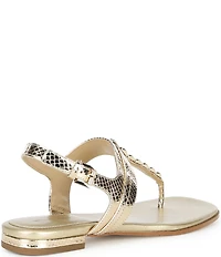 Michael Kors Marcia Metallic Leather Chain Hardware Slingback T-Strap Sandals