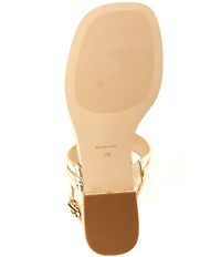 Michael Kors Marcia Metallic Leather Chain Hardware Slingback T-Strap Sandals