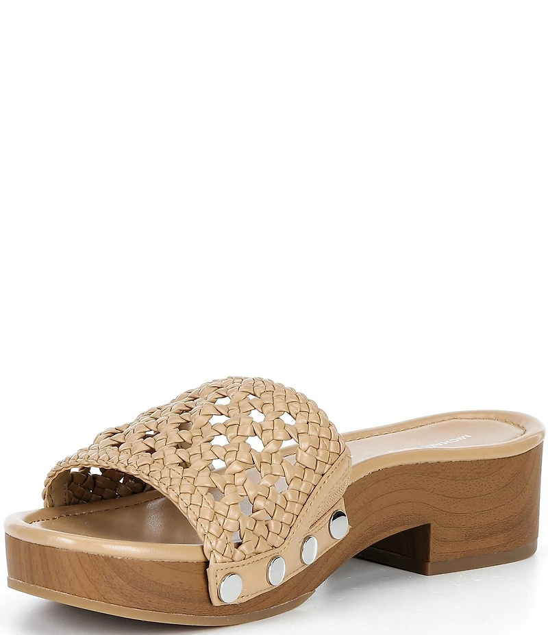 Michael Kors Mayes Woven Platform Block Heel Slide Sandals