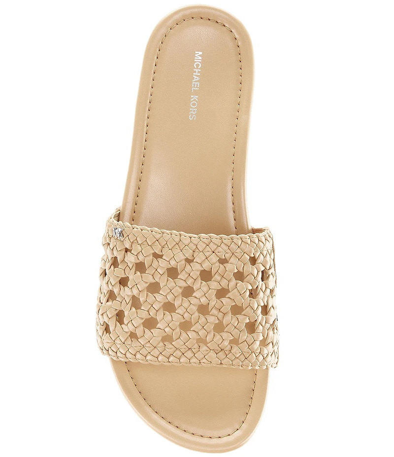 Michael Kors Mayes Woven Platform Block Heel Slide Sandals