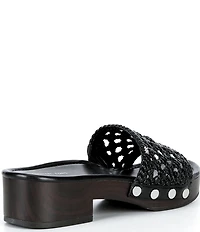 Michael Kors Mayes Woven Platform Block Heel Slide Sandals