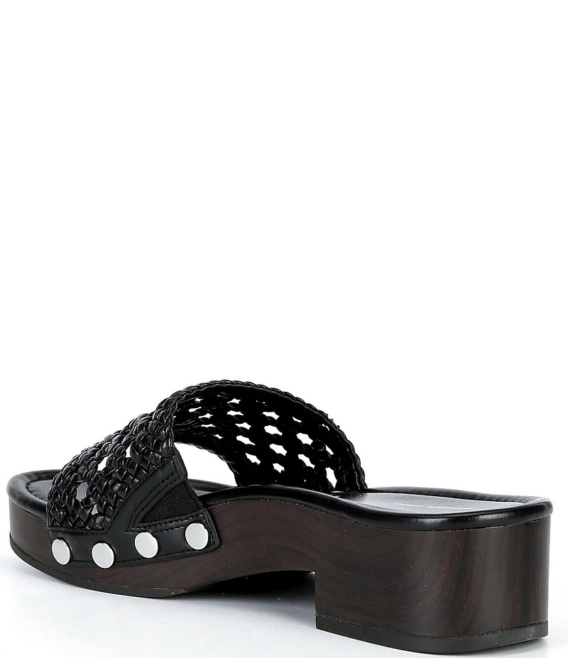 Michael Kors Mayes Woven Platform Block Heel Slide Sandals