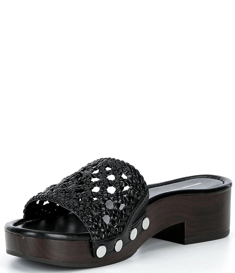 Michael Kors Mayes Woven Platform Block Heel Slide Sandals