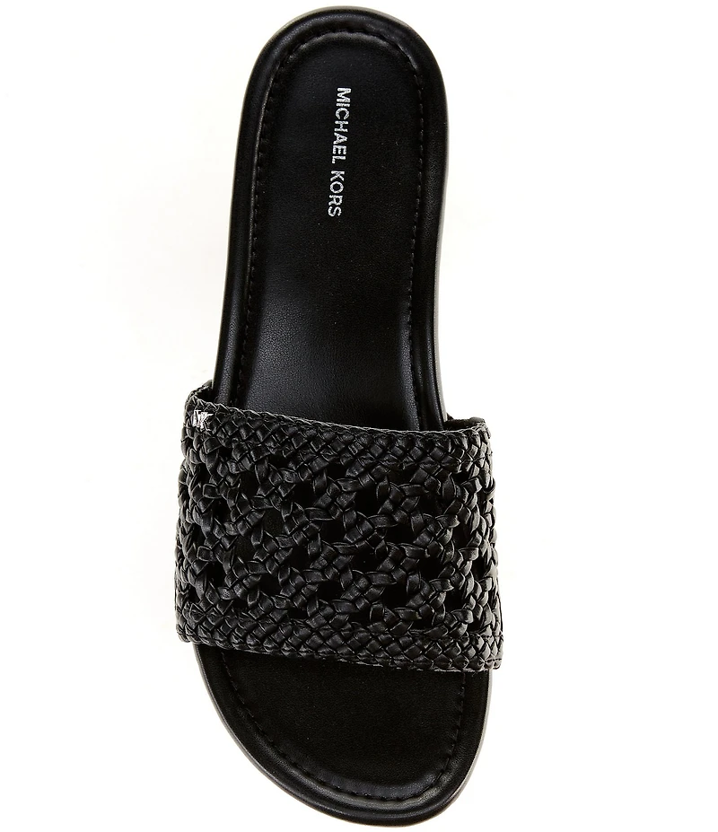 Michael Kors Mayes Woven Platform Block Heel Slide Sandals