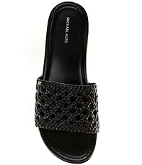 Michael Kors Mayes Woven Platform Block Heel Slide Sandals