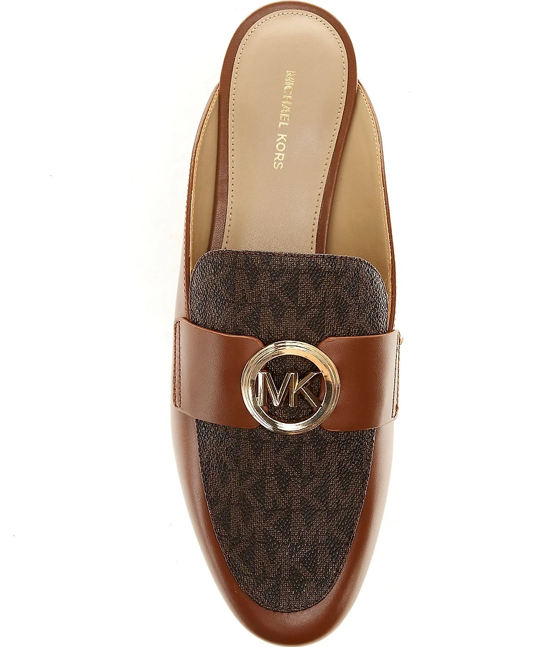 Michael Kors McKenzie Leather Logo Slip On Mules