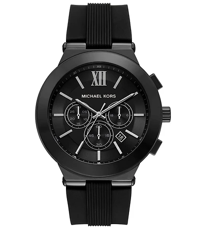 Michael Kors Men's Billie Quartz Chronograph Black Silicone Strap Watch
