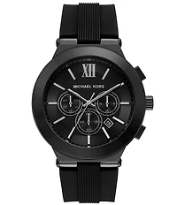 Michael Kors Men's Billie Quartz Chronograph Black Silicone Strap Watch