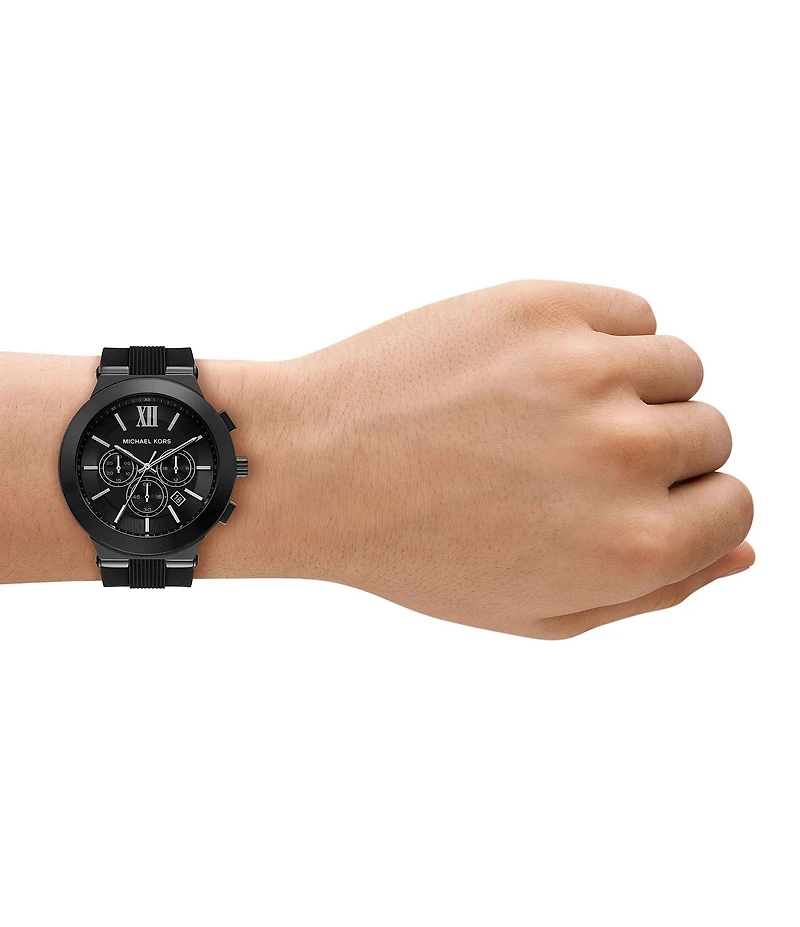 Michael Kors Men's Billie Quartz Chronograph Black Silicone Strap Watch