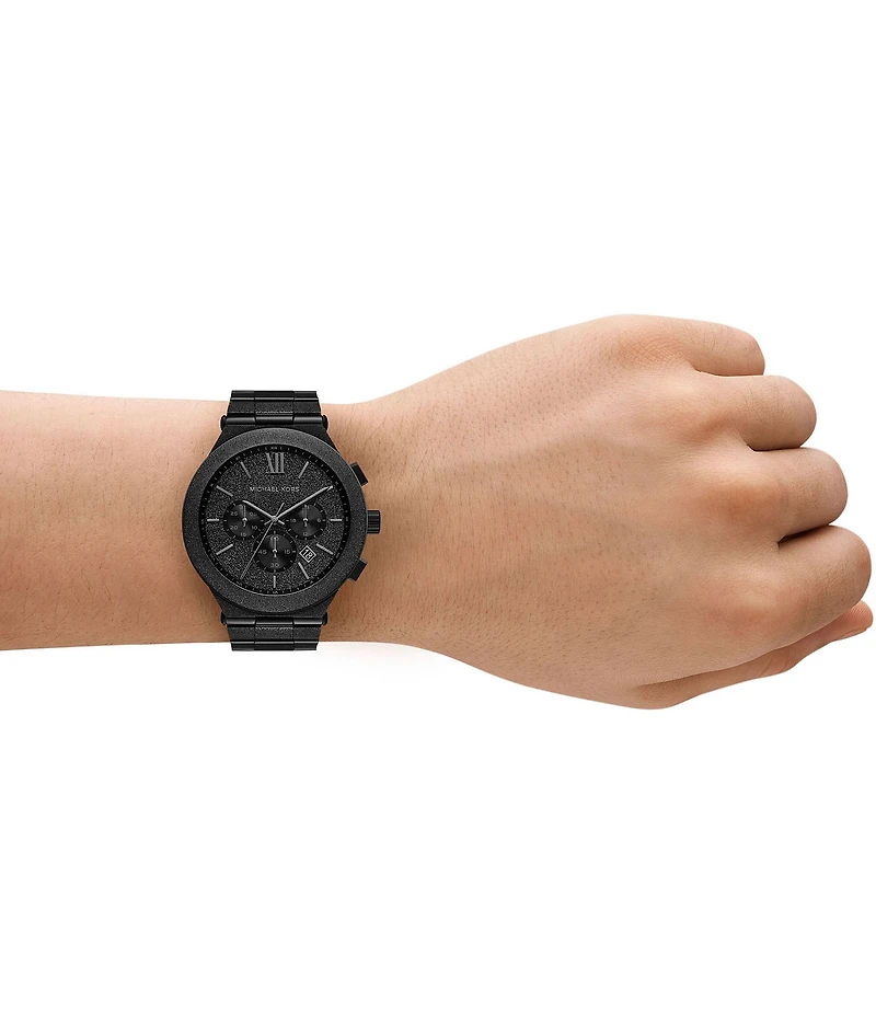 Michael Kors Men's Billie Quartz Chronograph Black Tone Stainless Steel Bracelet Watch