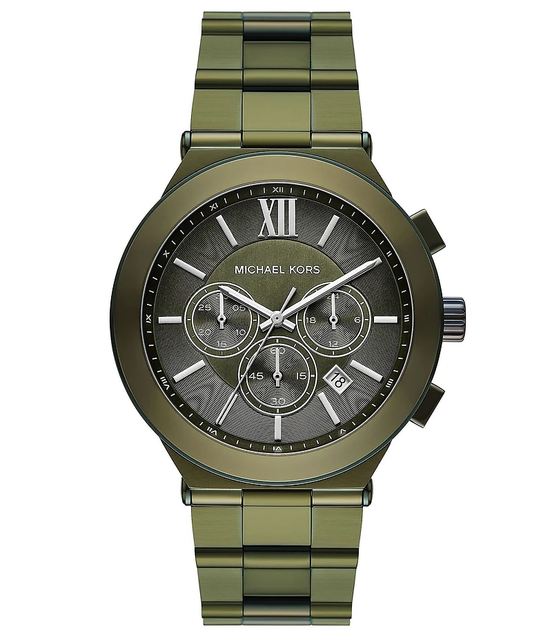Michael Kors Men's Billie Quartz Chronograph Green Tone Stainless Steel Bracelet Watch