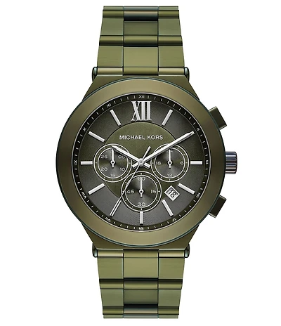 Michael Kors Men's Billie Quartz Chronograph Green Tone Stainless Steel Bracelet Watch